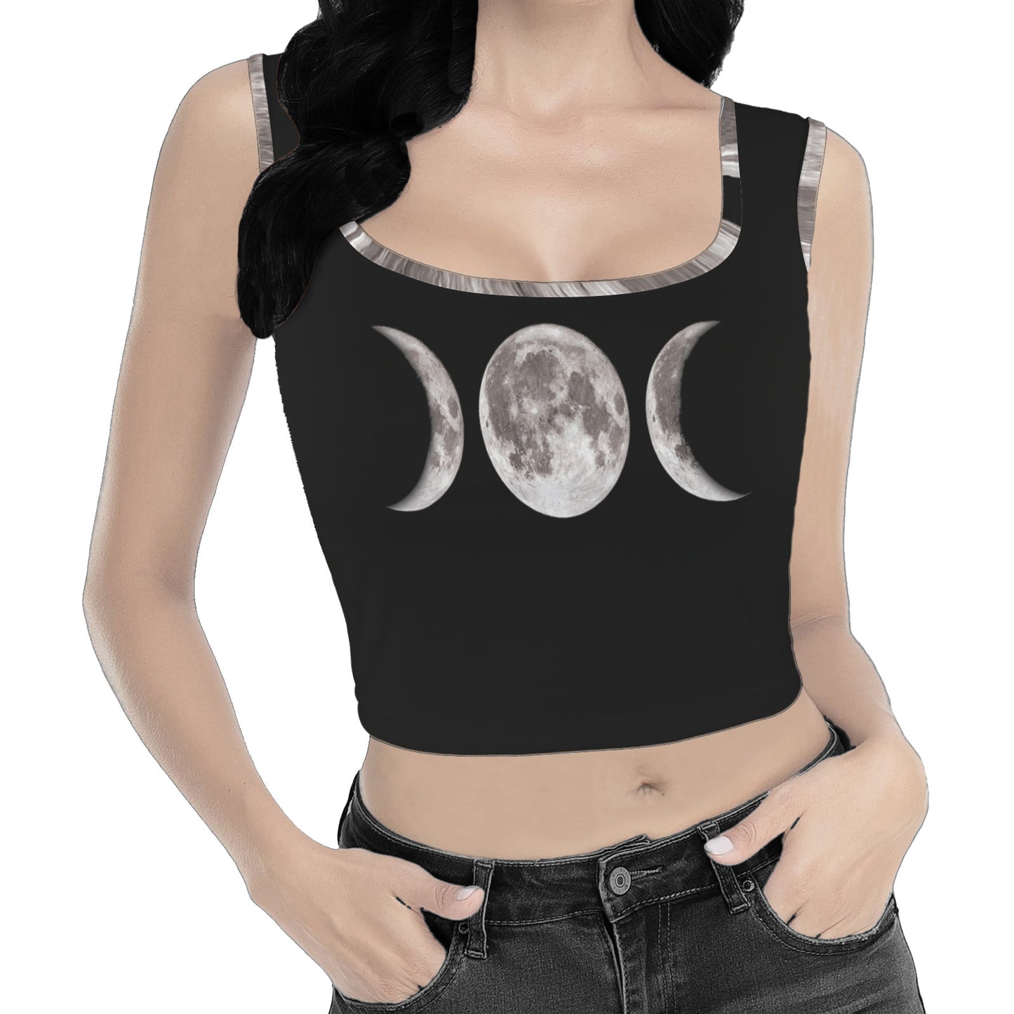ANTIBrand Triple Moon Goddess goth crop top with lunar motif
