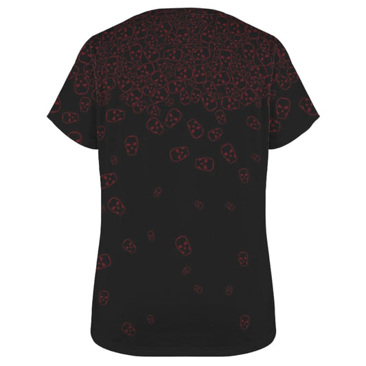 Women’s gothic T-shirt with red skull cascade print