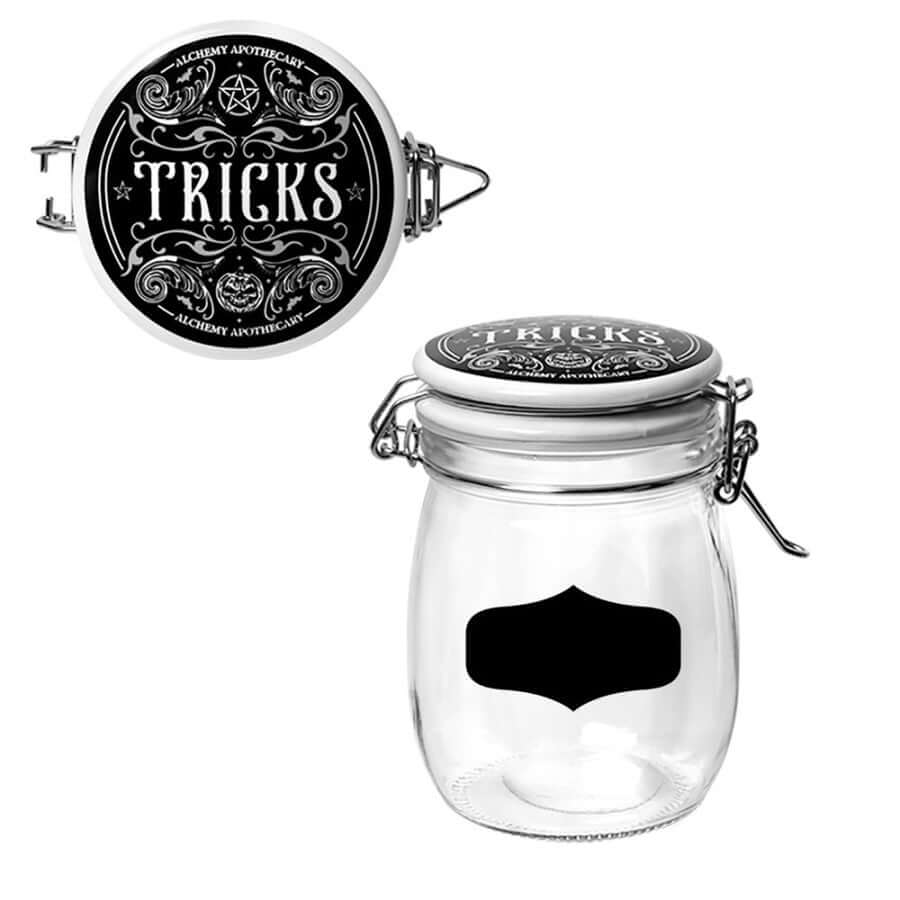 Alchemy Gothic Curses Tricks and Spells jars set gothic kitchen storage containers with labels