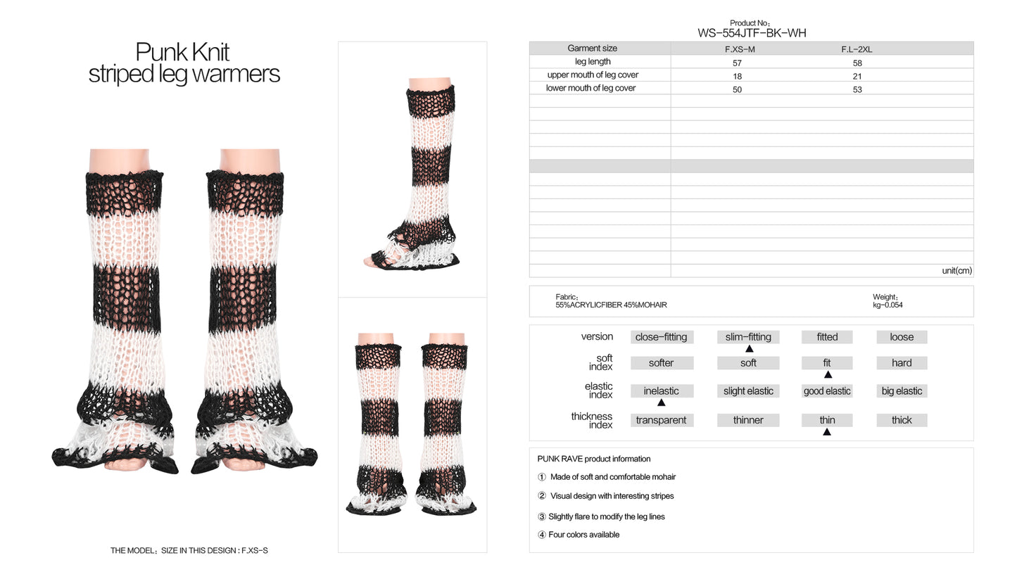 Punk Rave Annalise Leg Warmers - Black and White - Kate's Clothing