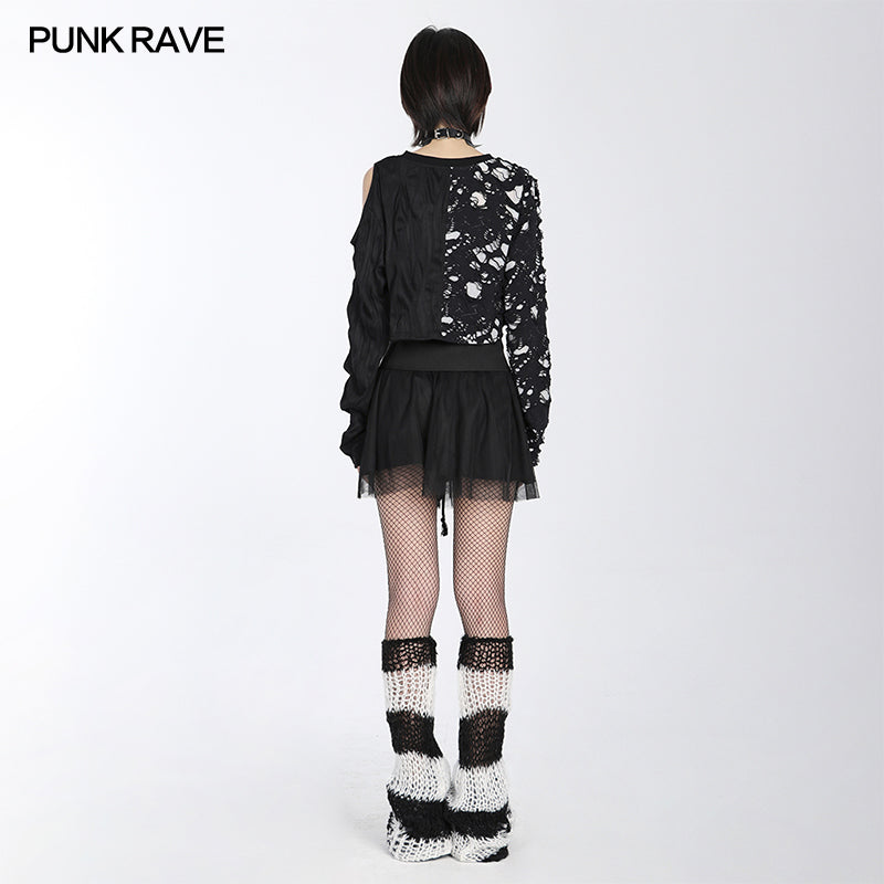 Punk Rave Annalise Leg Warmers - Black and White - Kate's Clothing