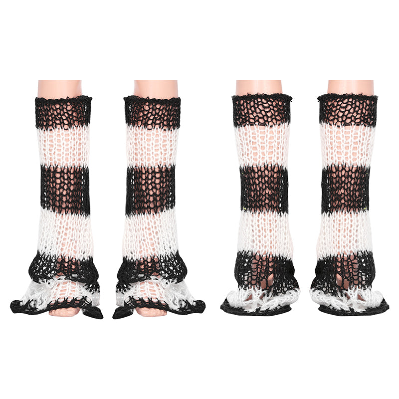 Punk Rave Annalise Leg Warmers - Black and White - Kate's Clothing