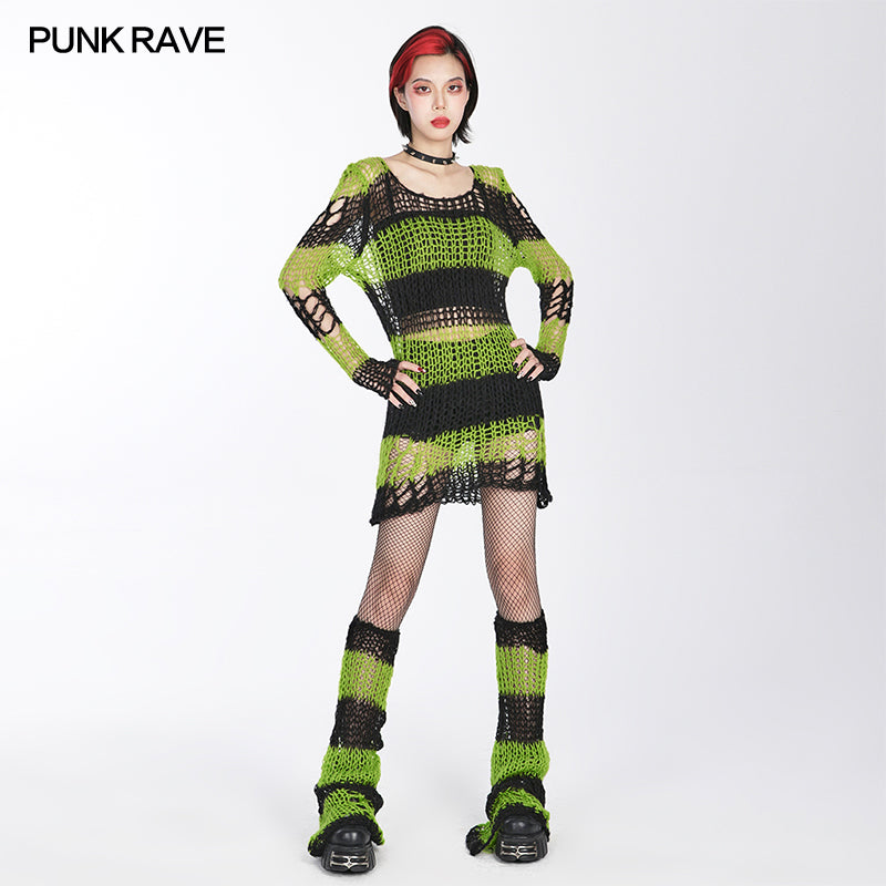 Annalise Leg Warmers - Black and Green - Kate's Clothing