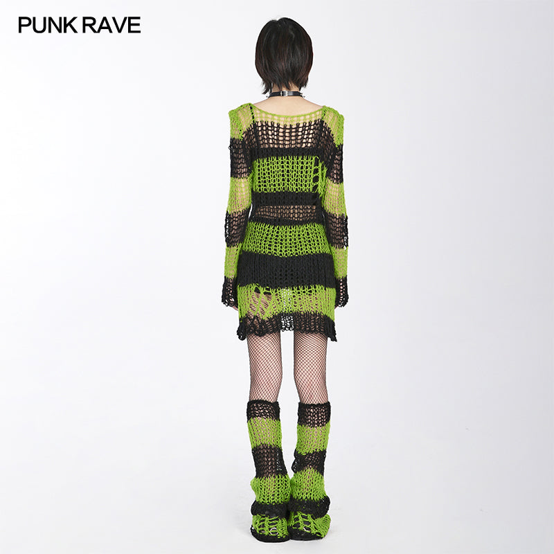 Annalise Leg Warmers - Black and Green - Kate's Clothing