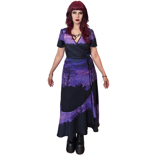 ANTIBrand 1999 Wrap Dress – Gothic Purple Maxi Dress