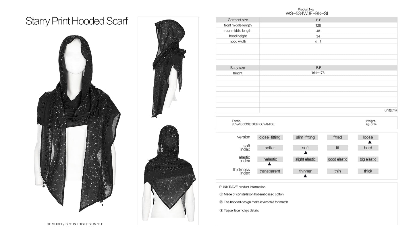 Punk Rave Ascella Hooded Scarf - Kate's Clothing