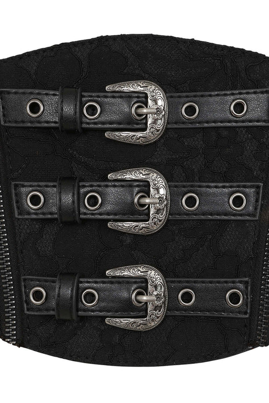 Fading Angel belt lace-up sides zip fastening by Banned Apparel