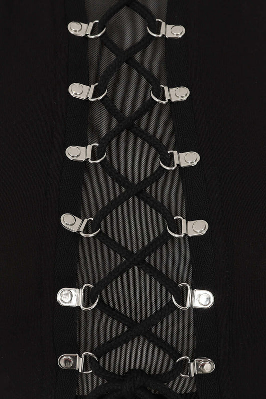 Isolde top high-neck cropped fit back zipper by Banned Apparel