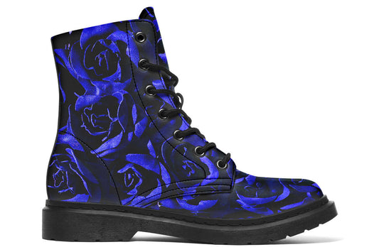 Blue Roses Vegan Combat Boots | Gothic Floral Boots by ANTIBrand