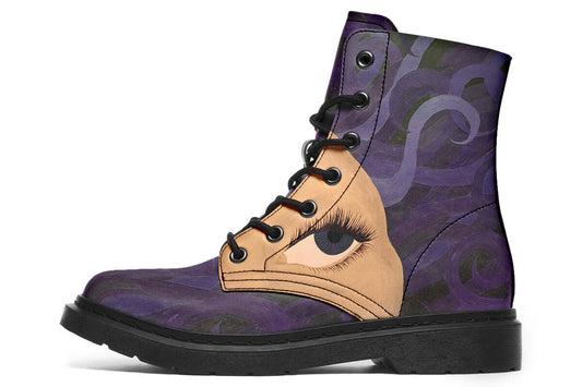 ANTIBrand “Side-Eye” Printed Boots – Turquoise & Purple