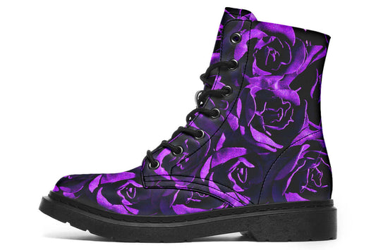 Purple & Indigo Roses Vegan Combat Boots | ANTIBrand