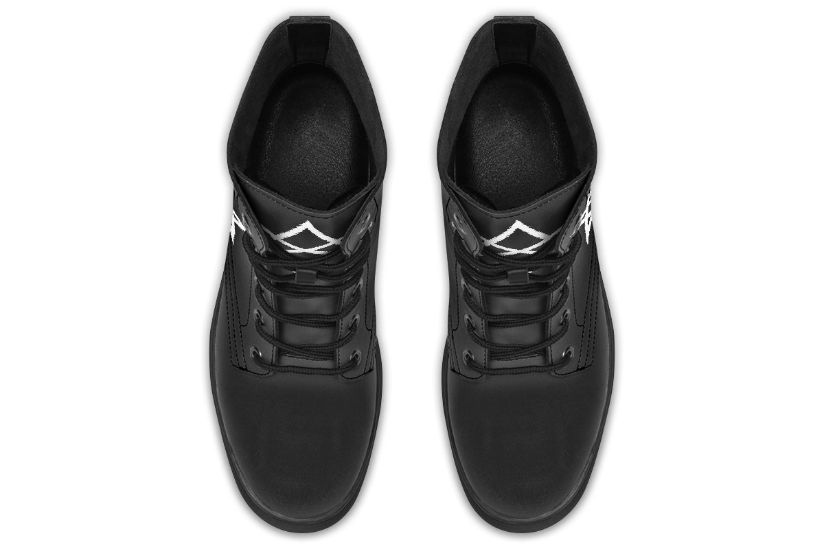 Gothic Attitude Unicursal Hexagram Protection Boots – Vegan Goth Footwear