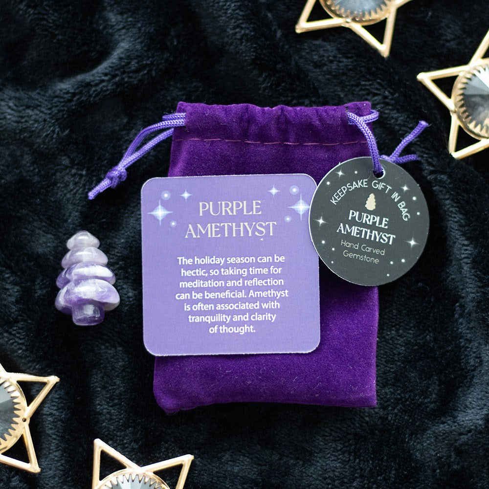 Gothic Gifts Amethyst Crystal Christmas Tree in a Bag - Kate's Clothing
