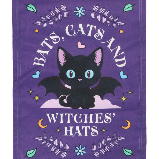 Gothic Gifts  Bats, Cats and Witches Hats Fabric Wall Hanging