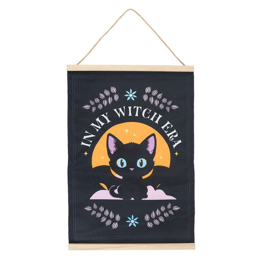 Gothic GiftsIn My Witch Era Bat Cat Fabric Wall Hanging