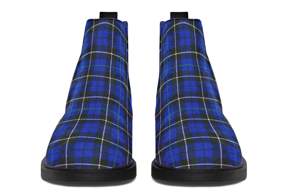 ANTIBrand – Blue Tartan Chelsea Boots