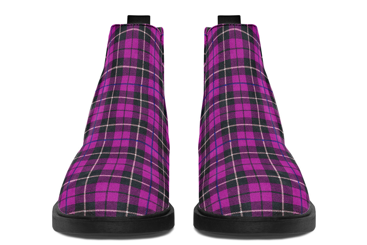ANTIBrand – Pink Tartan Chelsea Boots
