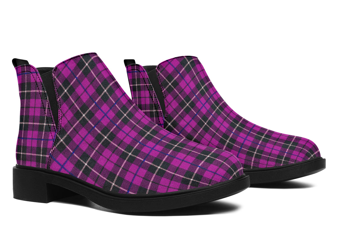 ANTIBrand – Pink Tartan Chelsea Boots