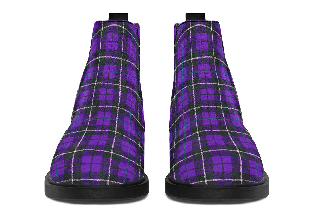 ANTIBrand – Purple Tartan Chelsea Boots