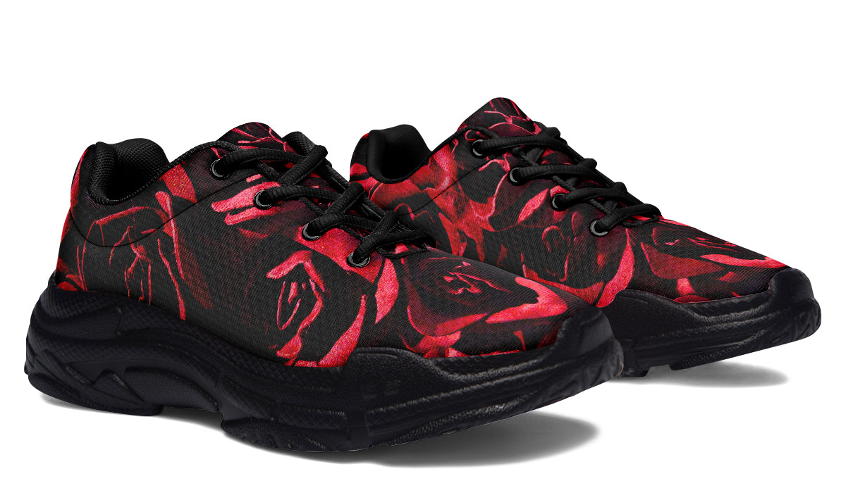 ANTIBrand Red Roses Chunky Trainers – Black Sole