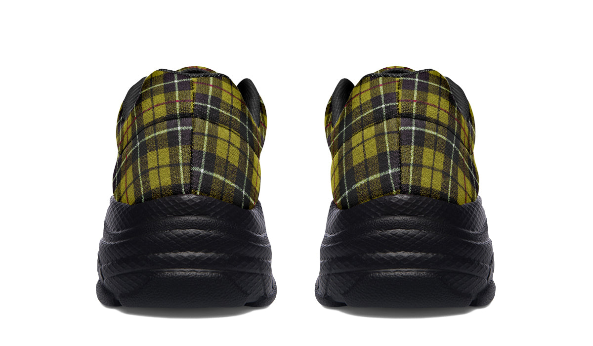 ANTIBrand Yellow Tartan Chunky Trainers – Black Sole