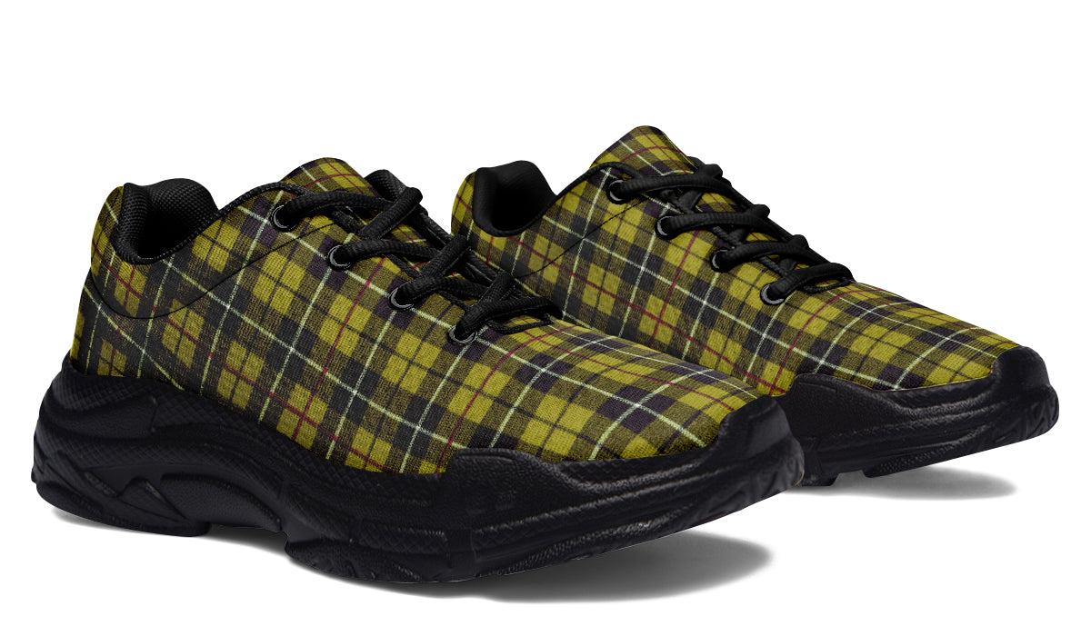 ANTIBrand Yellow Tartan Chunky Trainers – Black Sole