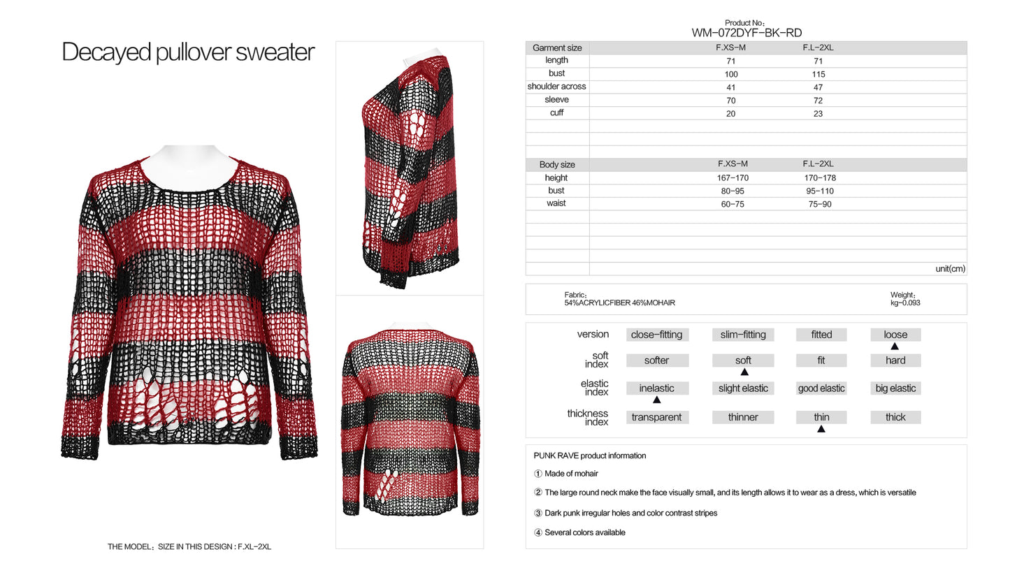 Punk Rave Cosima Knit Sweater - Red - Kate's Clothing