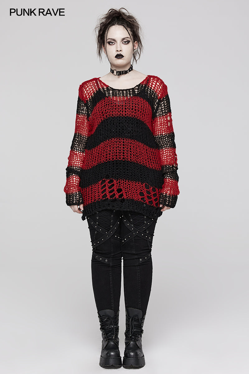 Punk Rave Cosima Knit Sweater - Red - Kate's Clothing