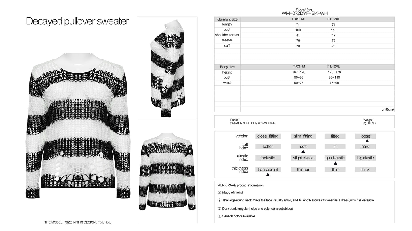 Punk Rave Cosima Knit Sweater - White - Kate's Clothing