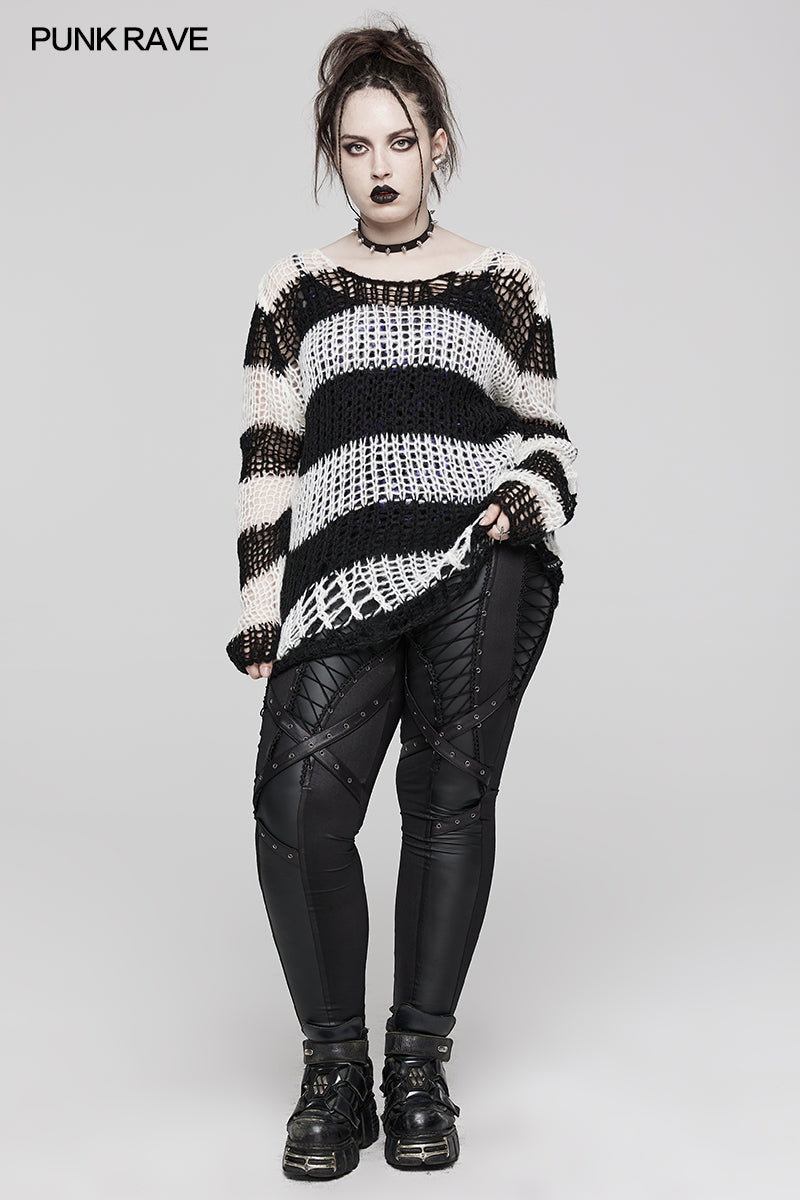 Punk Rave Cosima Knit Sweater - White - Kate's Clothing