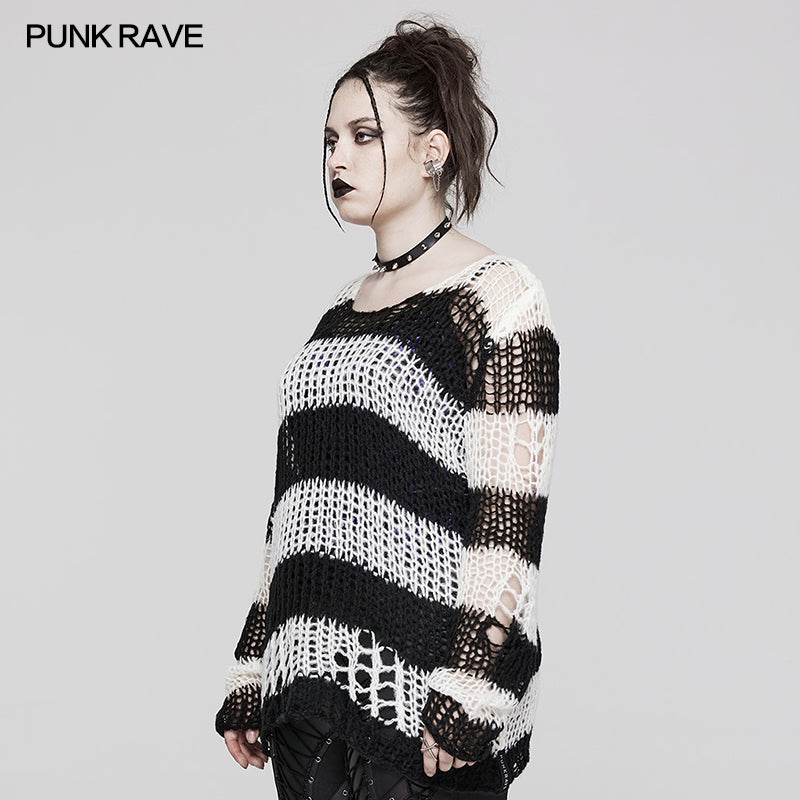 Punk Rave Cosima Knit Sweater - White - Kate's Clothing