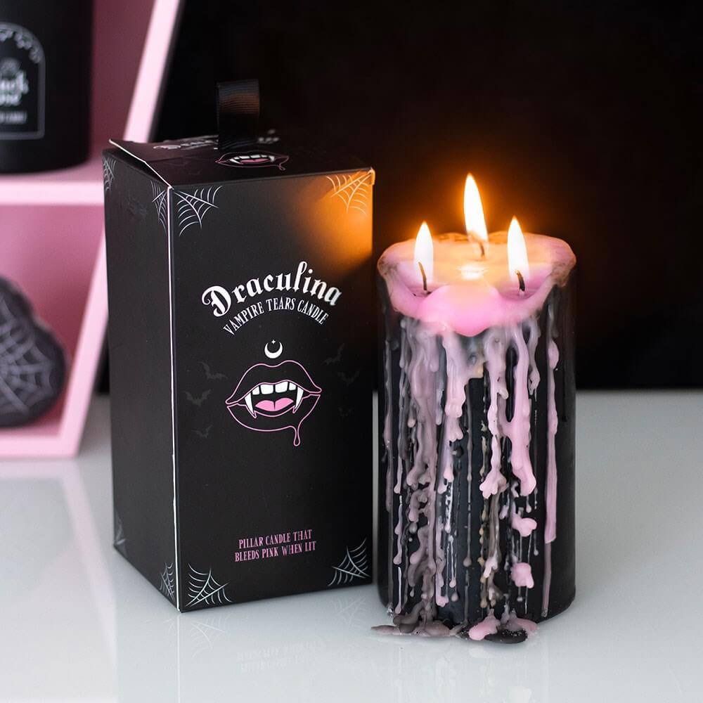 Gothic Gifts Large Pink Vampire Tears Pillar Candle
