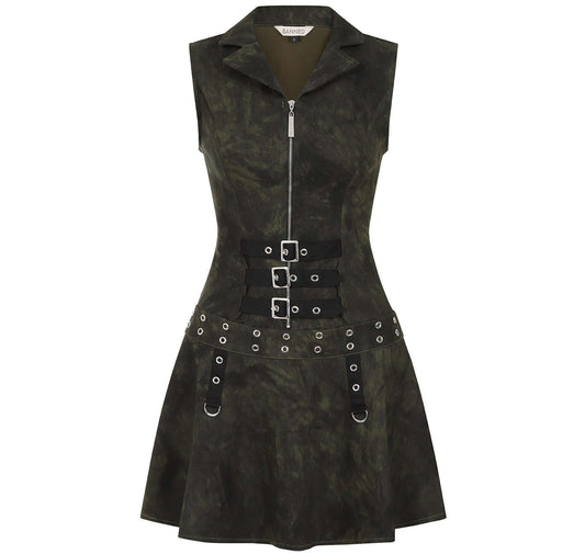 Banned Apparel Astrid Dress in Army Green - Kate's Clothing