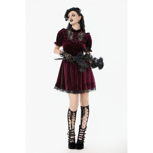 Dark in Love Goth Burgundy Velvet Dress