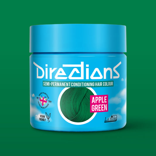 Directions Apple Green Hair Dye Pot with matching colour background