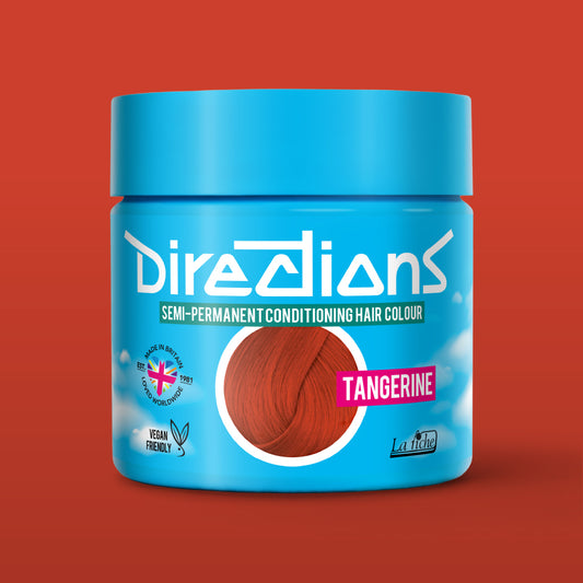 Directions Tangerine Hair Dye Pot with matching colour background