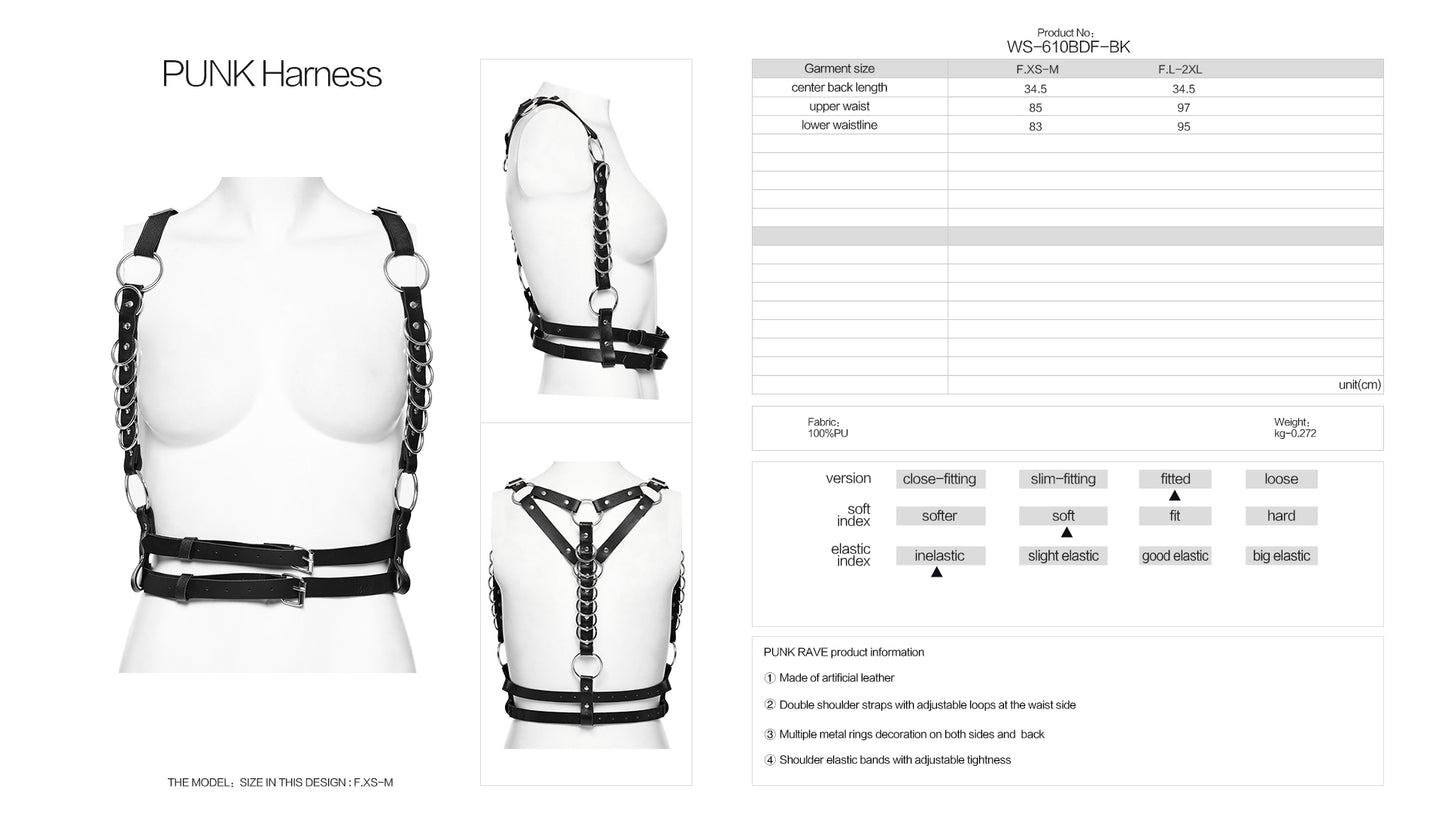 Punk Rave Elara O-ring Harness Belt - Kate's Clothing