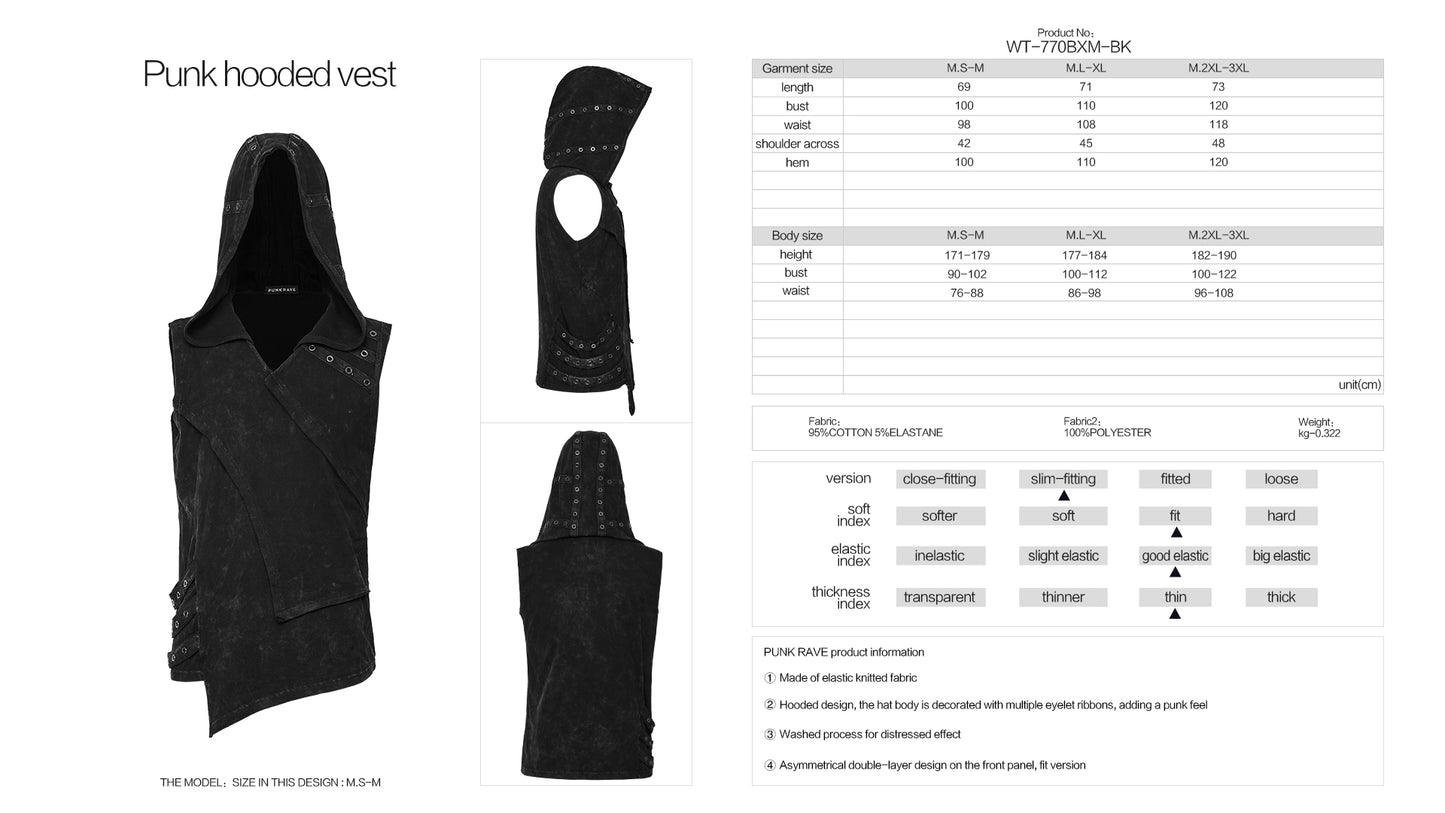 Punk Rave Elio Hooded Vest - Kate's Clothing