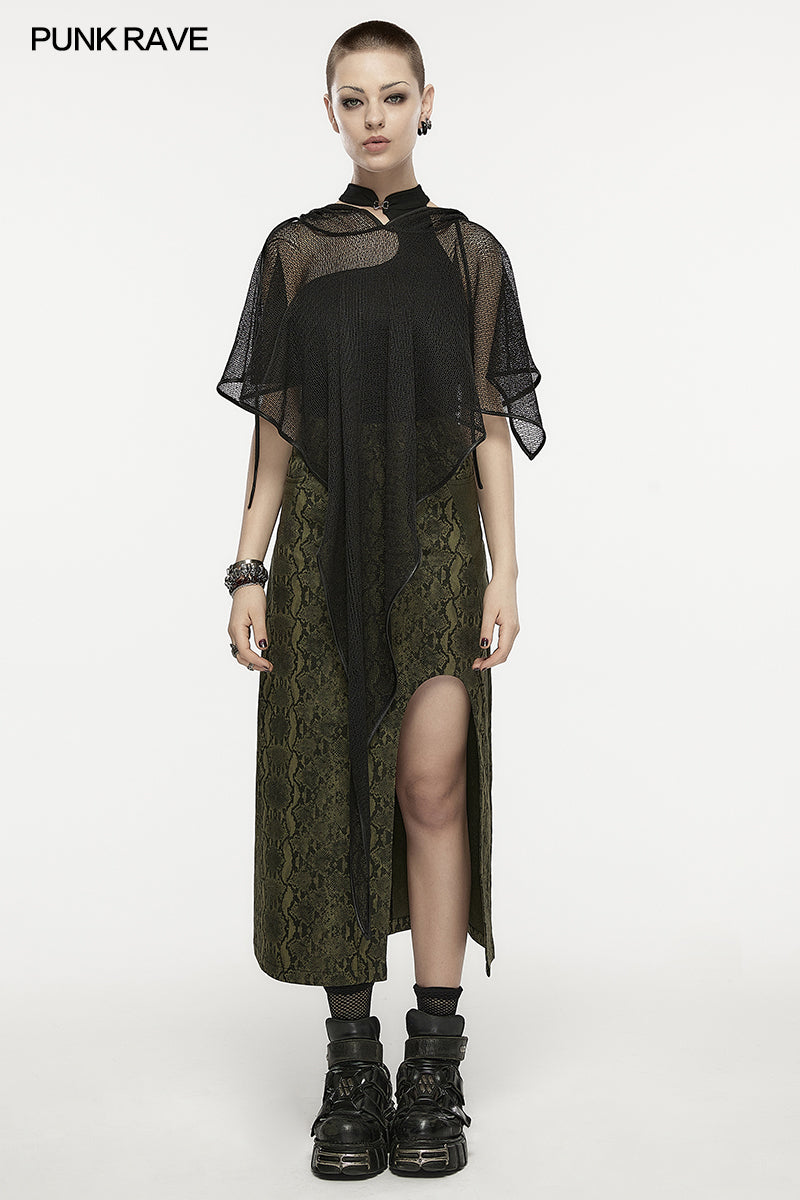 Punk Rave Elswyth Hooded Mesh Cape - Kate's Clothing