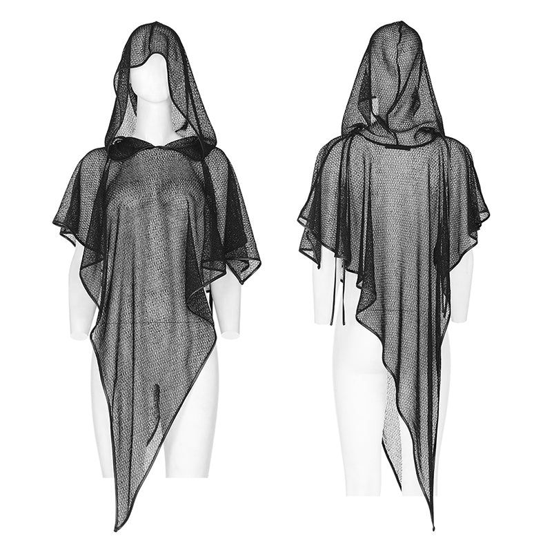 Punk Rave Elswyth Hooded Mesh Cape - Kate's Clothing