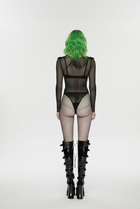 Punk Rave Cyberpunk Armor Mesh Bodysuit