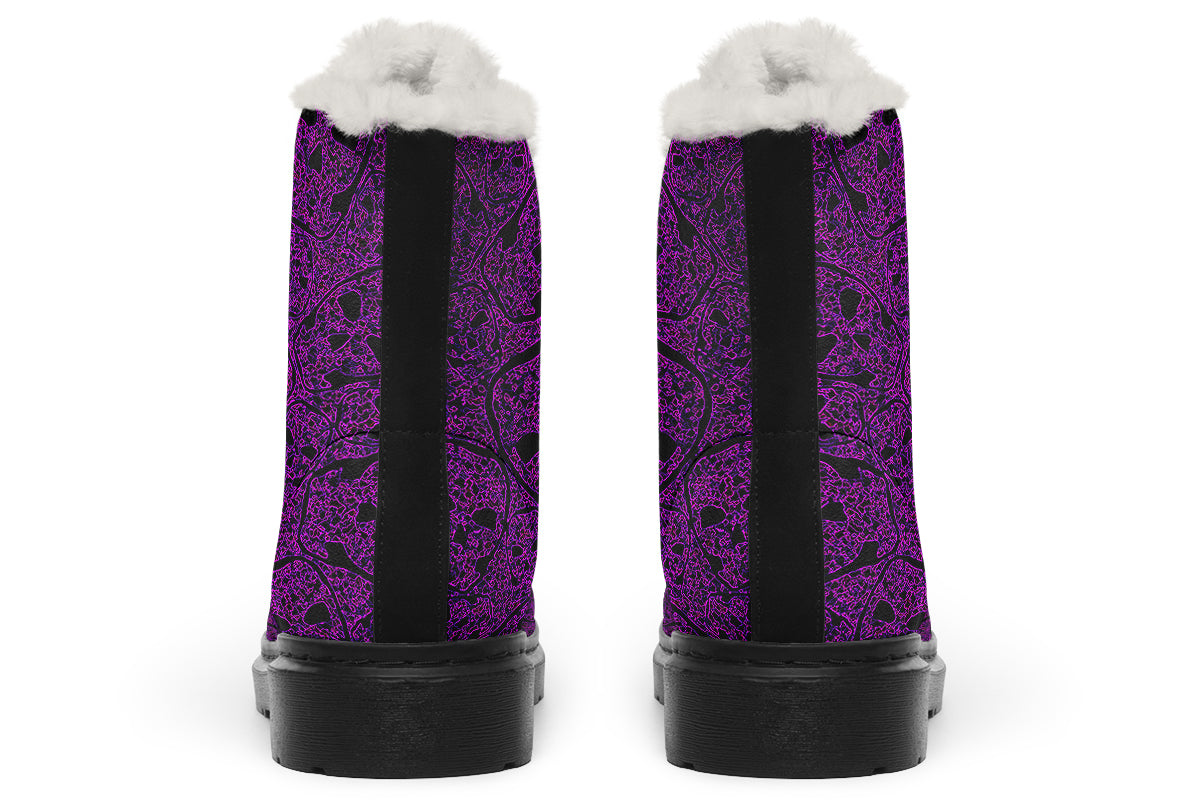 ANTIBrand Digital Immortality Fleece Lined Boots – Purple Skulls