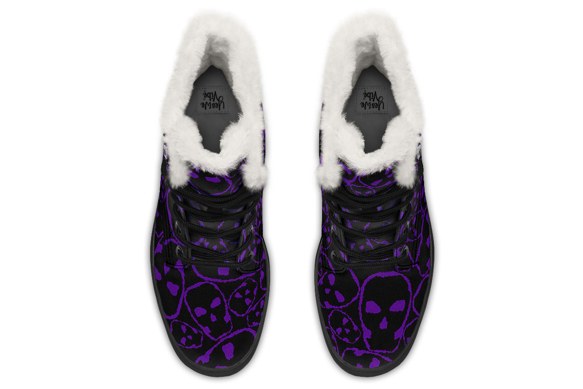 ANTIBrand– Tumbling Purple Skulls Fleece Lined Boots