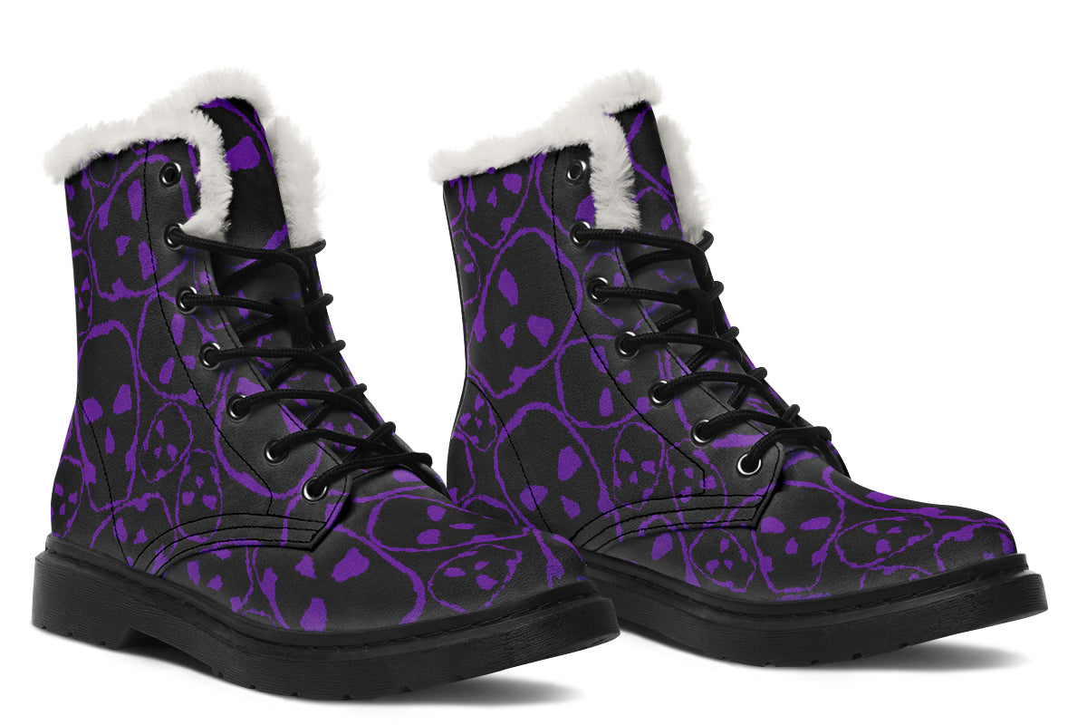 ANTIBrand– Tumbling Purple Skulls Fleece Lined Boots