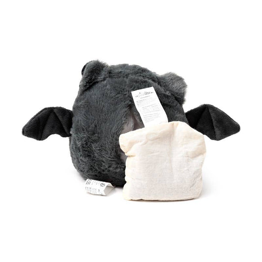 Gothic Gifts Bat Snuggables Microwavable Plush Lavender Heat Pack back view with removeable heat pack shown