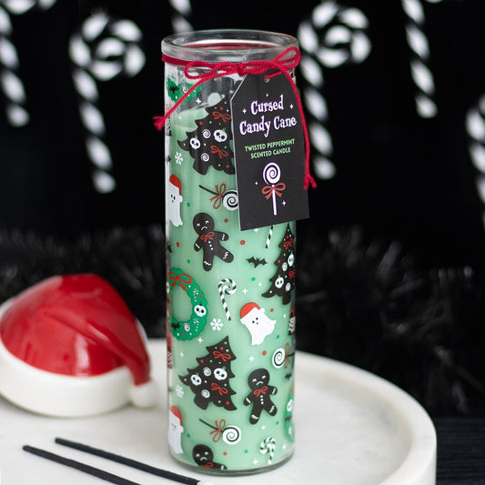 Gothic Gifts Cursed Candy Cane Tube Candle for Merry Creepmas