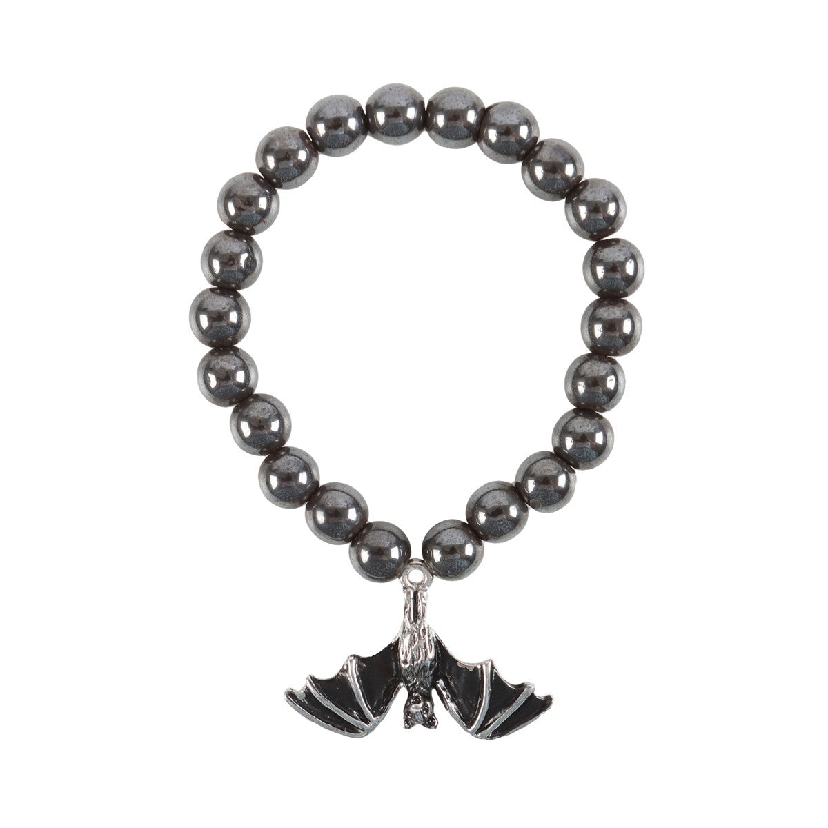 Gothic Gifts Hanging Bat Hematite Charm Bracelet - Kate's Clothing