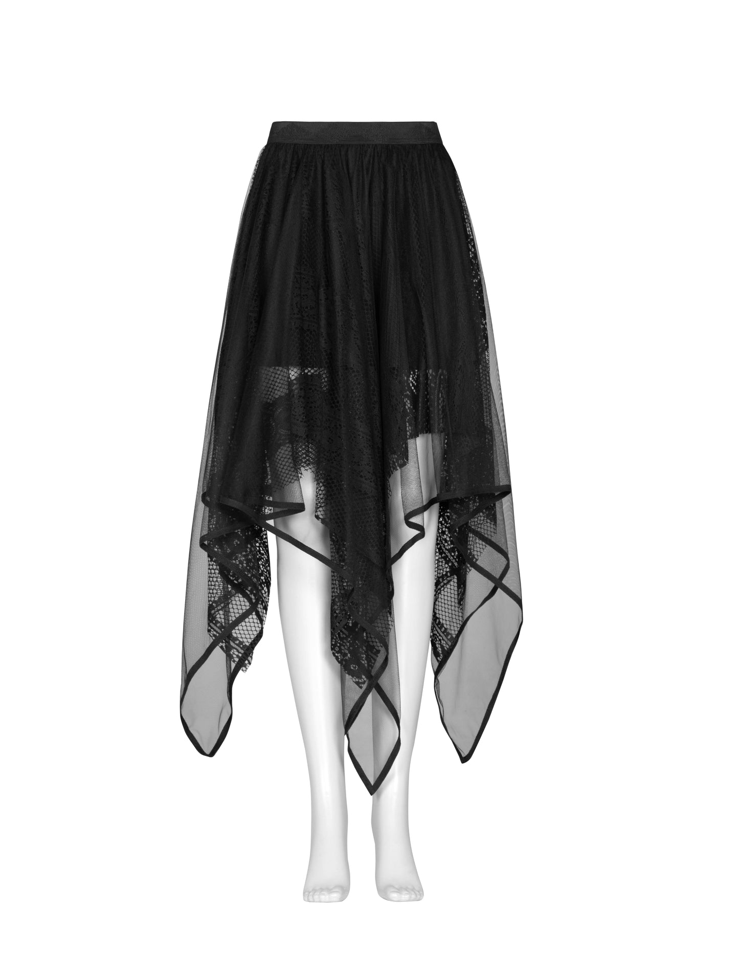 Punk Rave Caitlyn Mesh and Lace Layers Handkerchief Skirt - Kate's Clothing