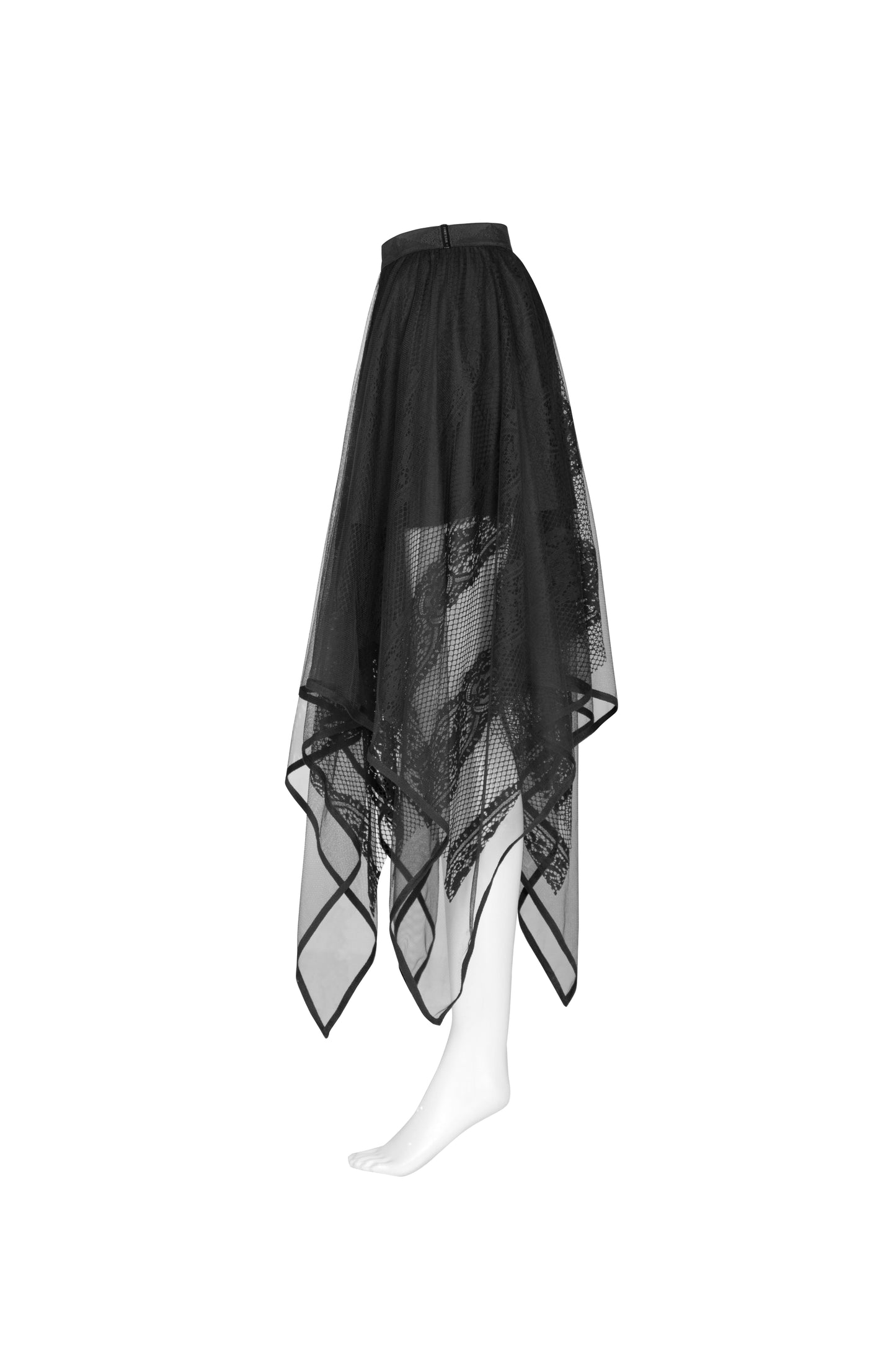 Punk Rave Caitlyn Mesh and Lace Layers Handkerchief Skirt - Kate's Clothing