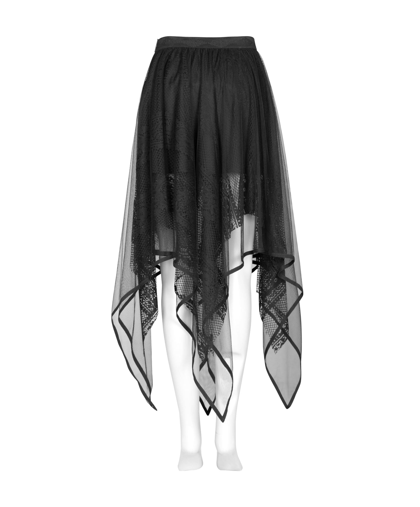 Punk Rave Caitlyn Mesh and Lace Layers Handkerchief Skirt - Kate's Clothing